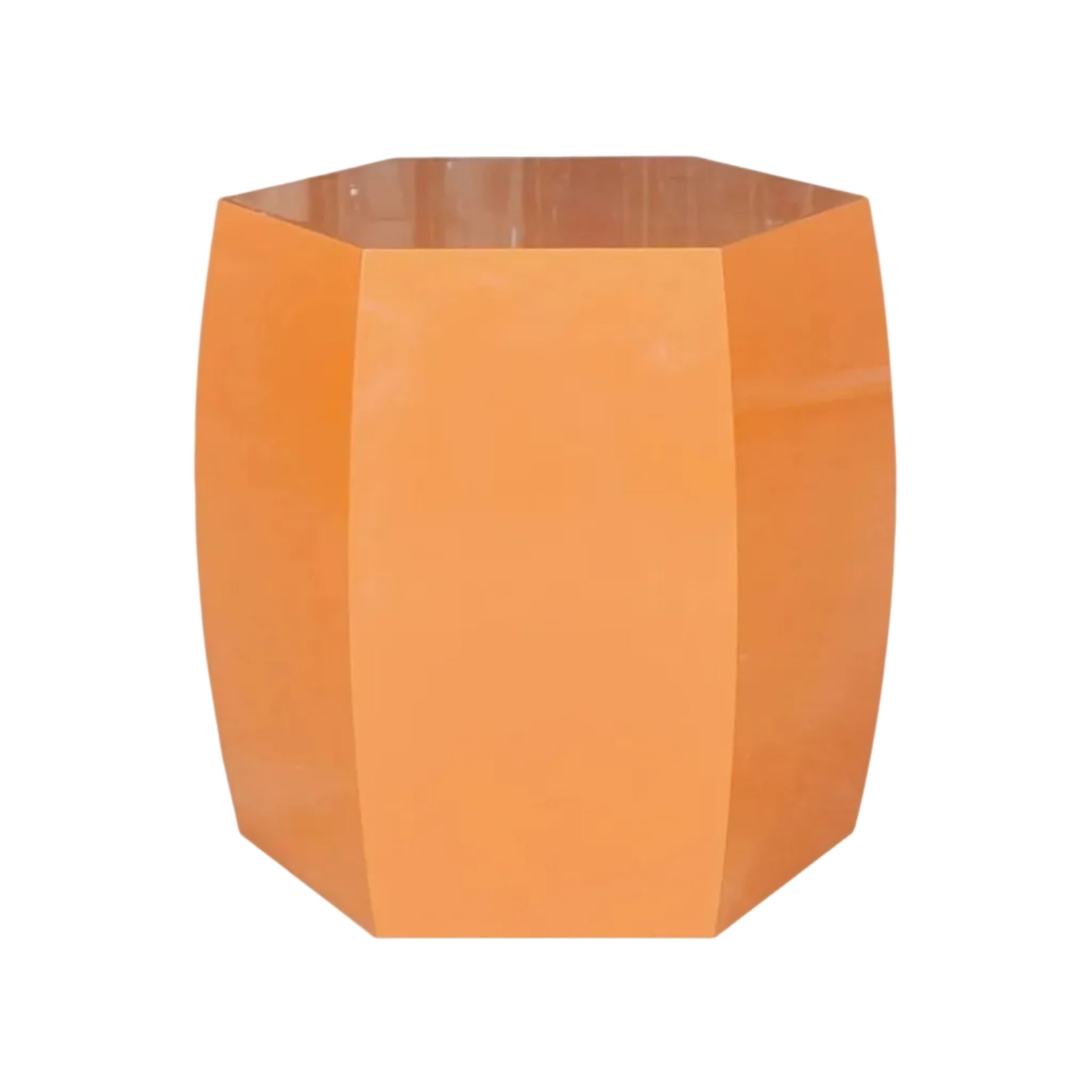 Orange geometric planter on a white background