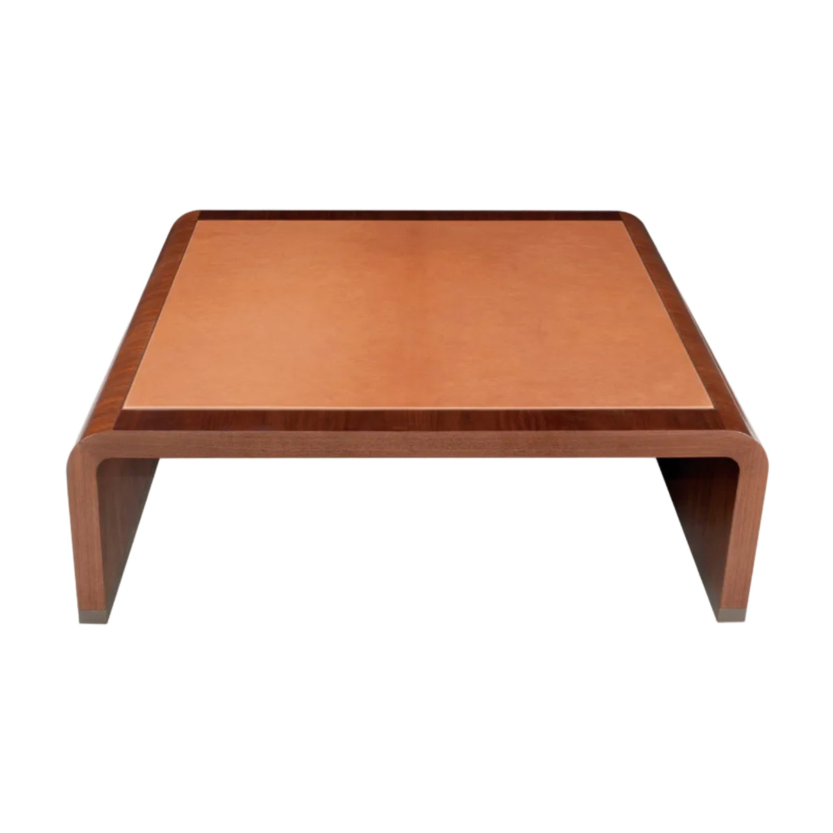 Wooden coffee table with a white background