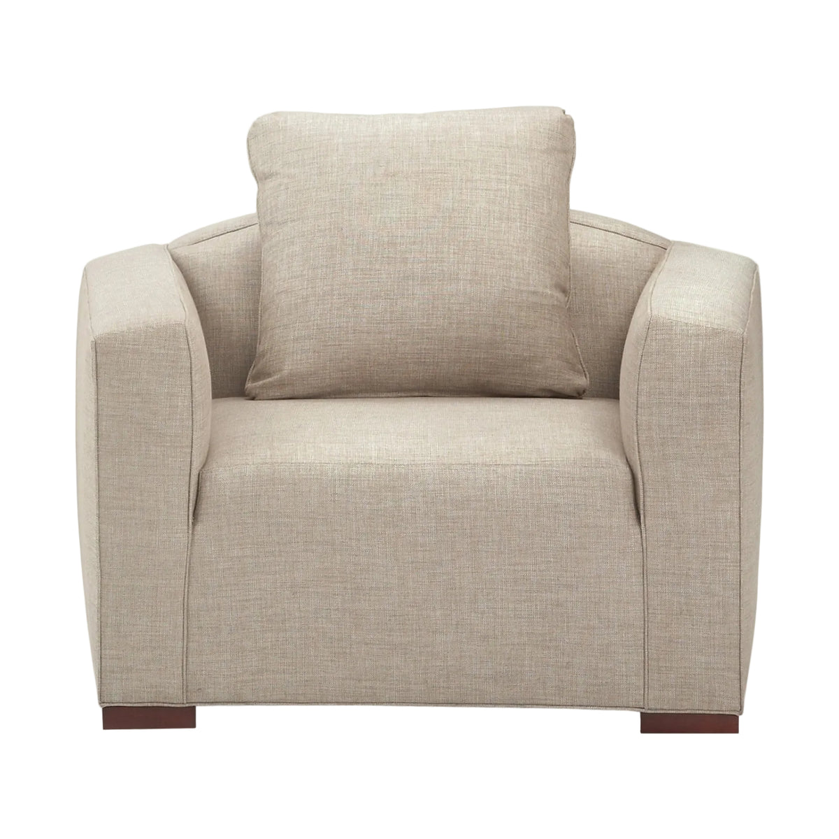 Beige armchair with a pillow on a white background