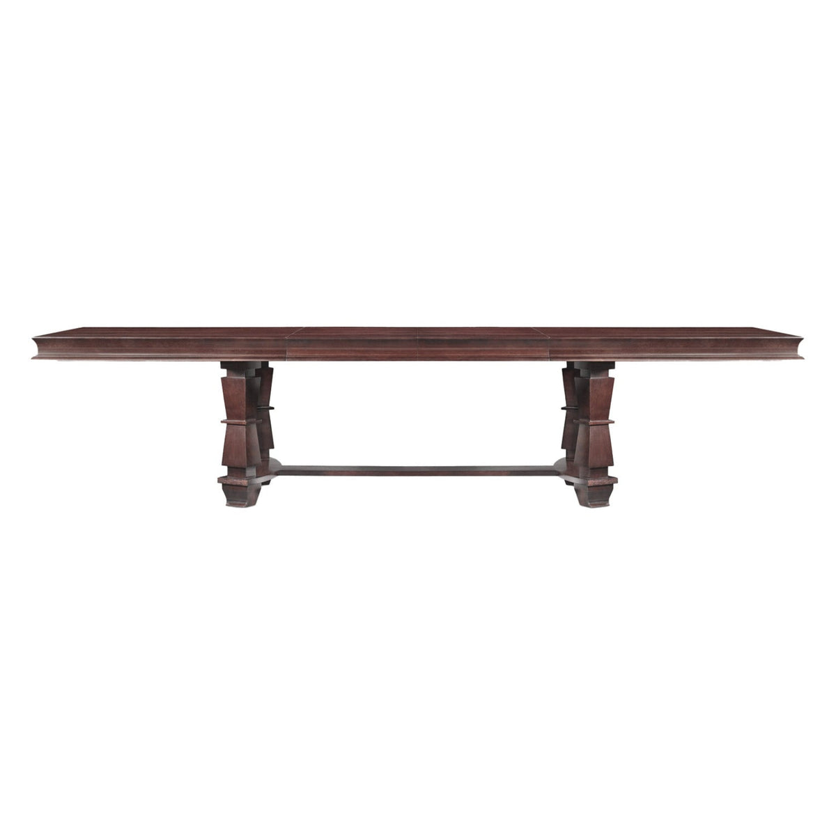 Wooden table with a dark finish on a white background