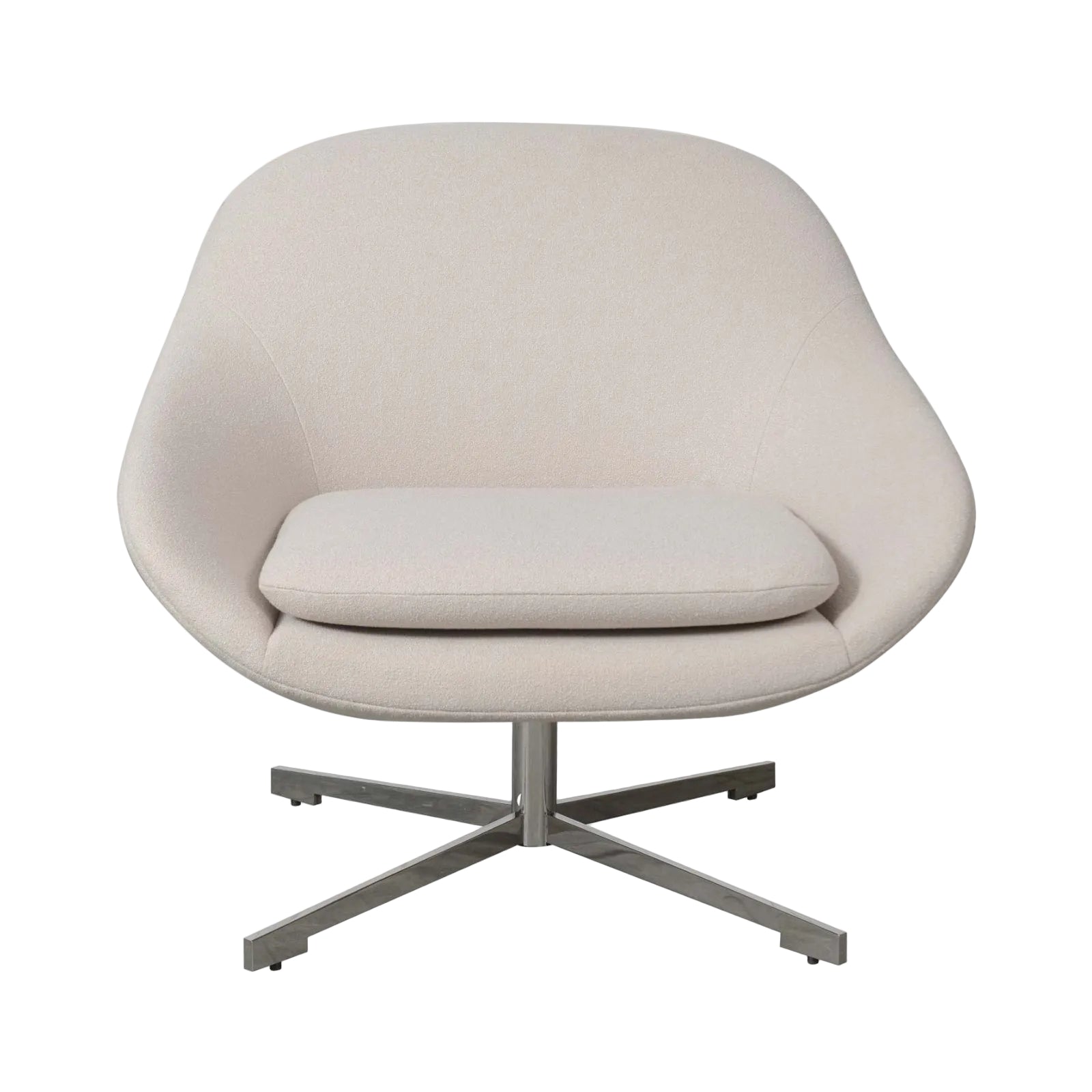 Beige swivel chair with a cushion on a white background