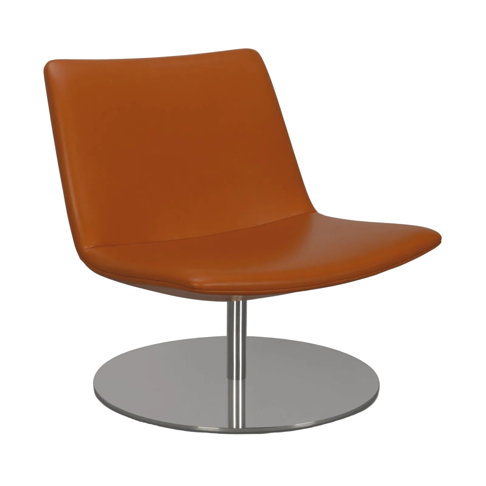 Brown chair with a metal base on a white background