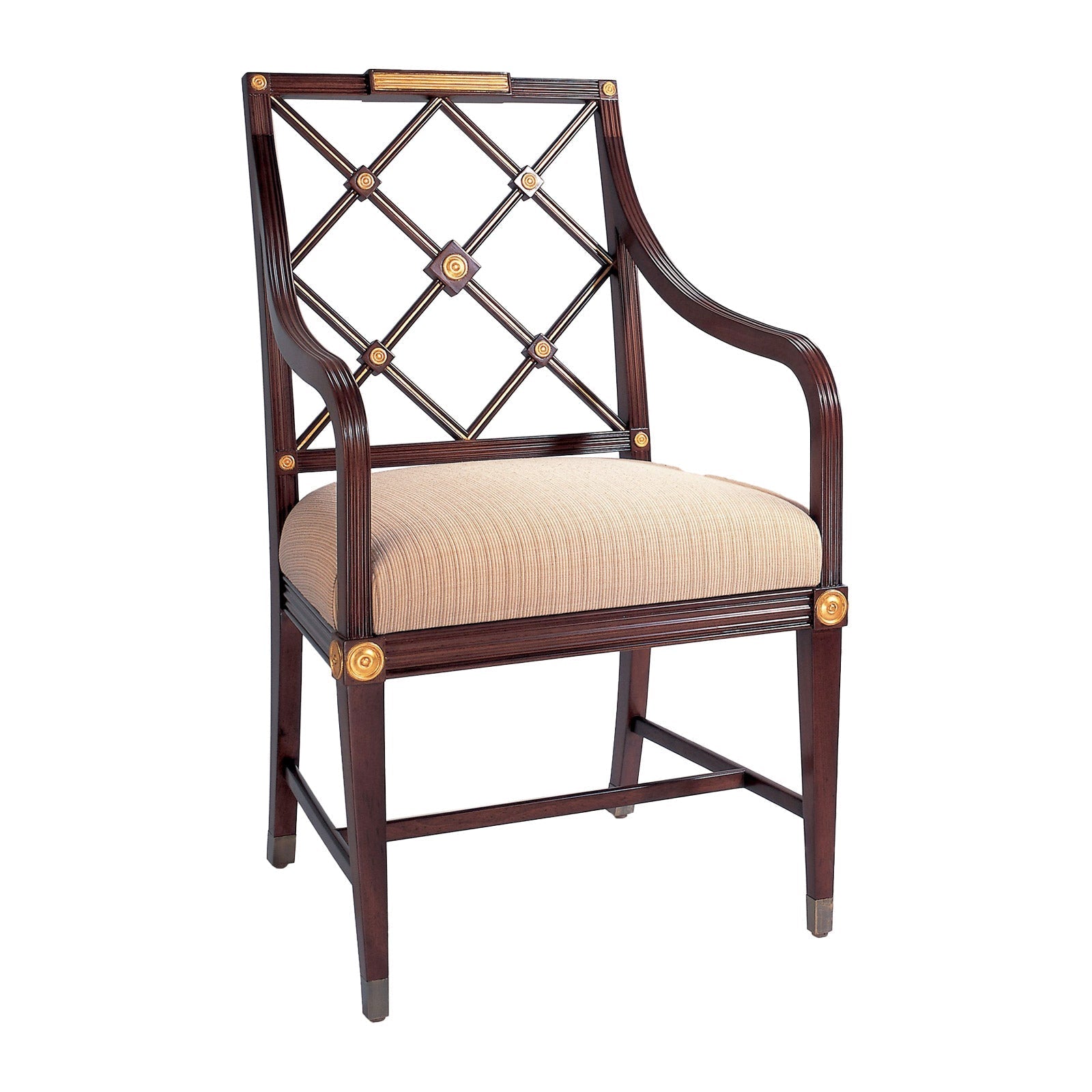 Regency Style Armchair With Gold Leaf Accents