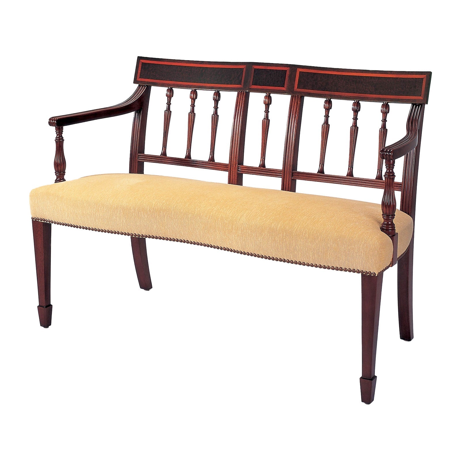 Regency Style Bench with Wooden Frame Back