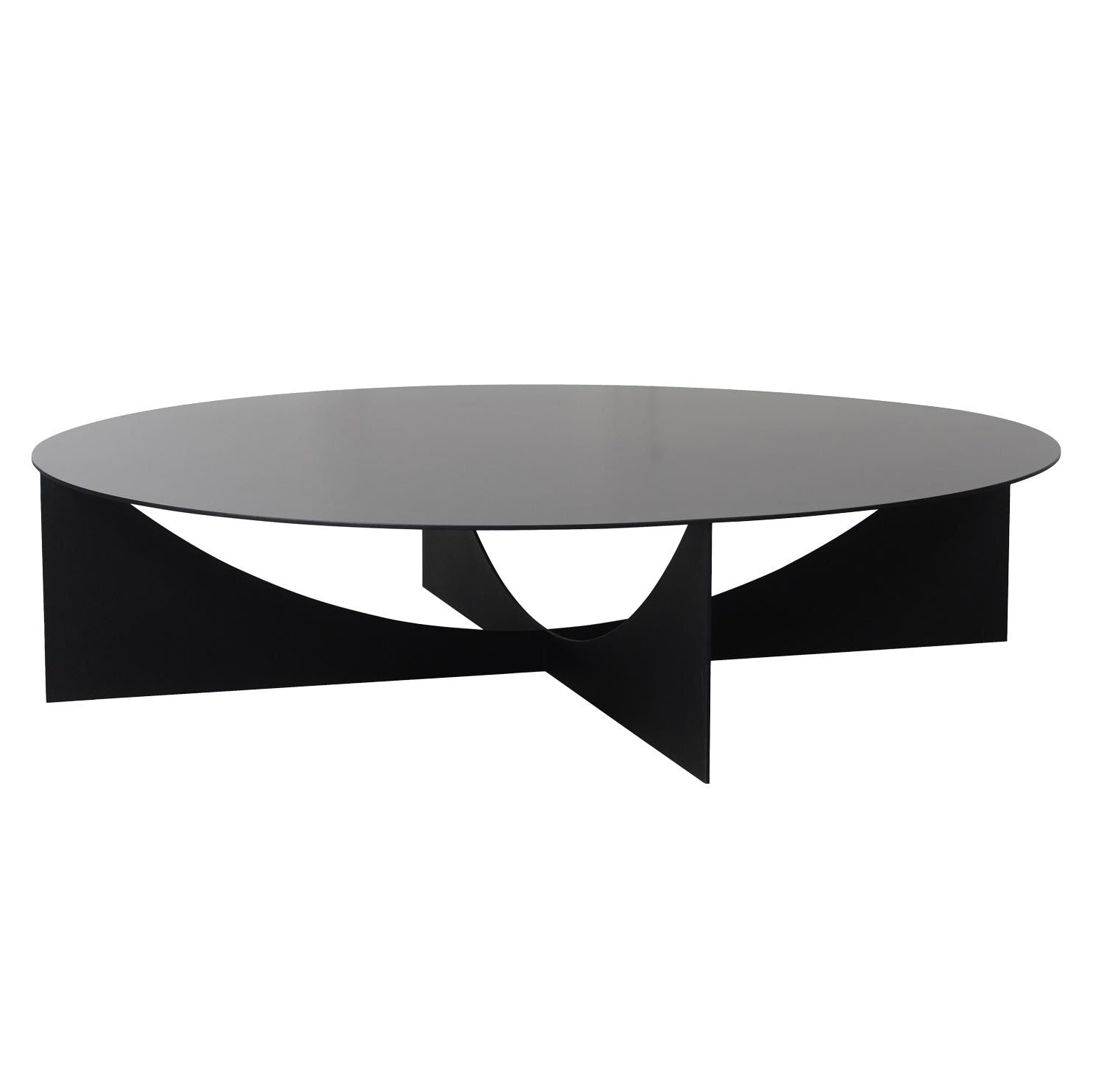 Modern black coffee table with a white background