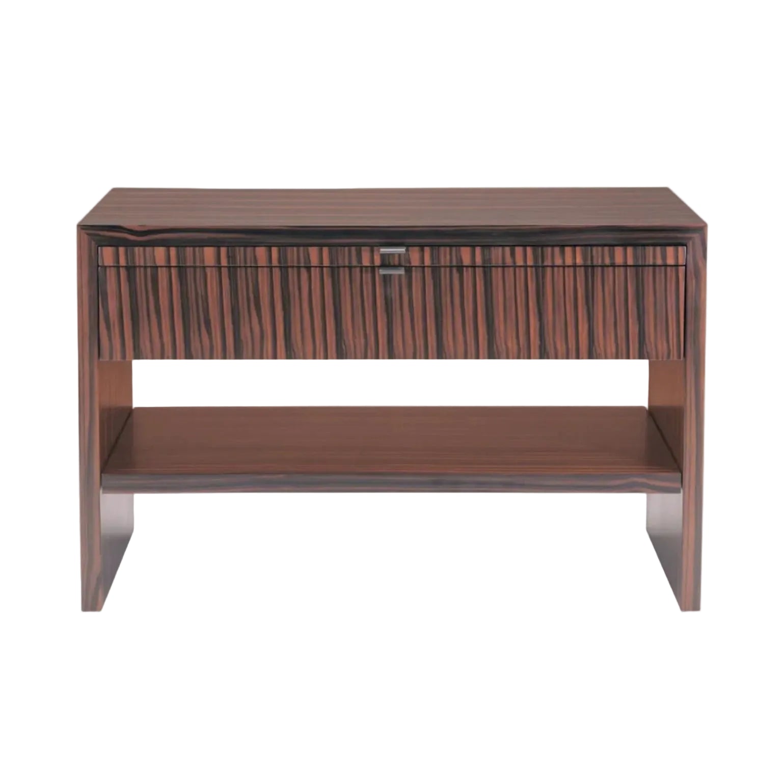 Wooden side table with a drawer on a white background
