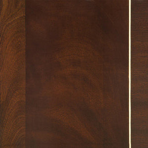 Swirl Mahogany Veneer with Sapele Border & Maple Inlay