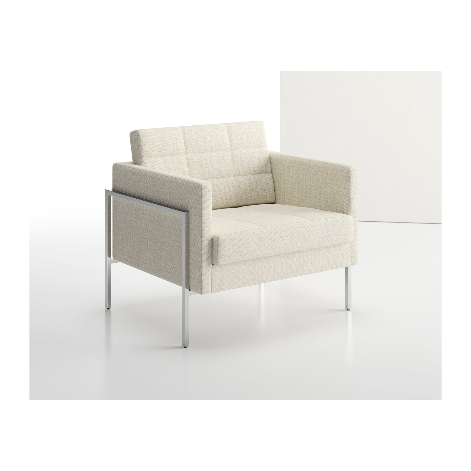 Ethos One Lounge Chair Upholstered Arms and Metal Frame