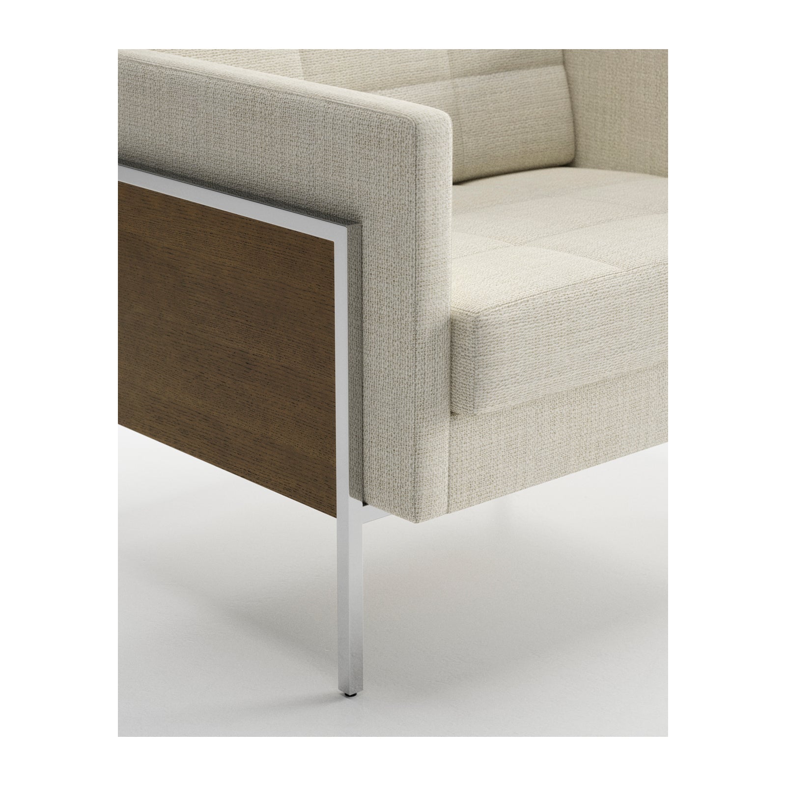 Ethos One Lounge Chair Upholstered Arms and Wood Panel