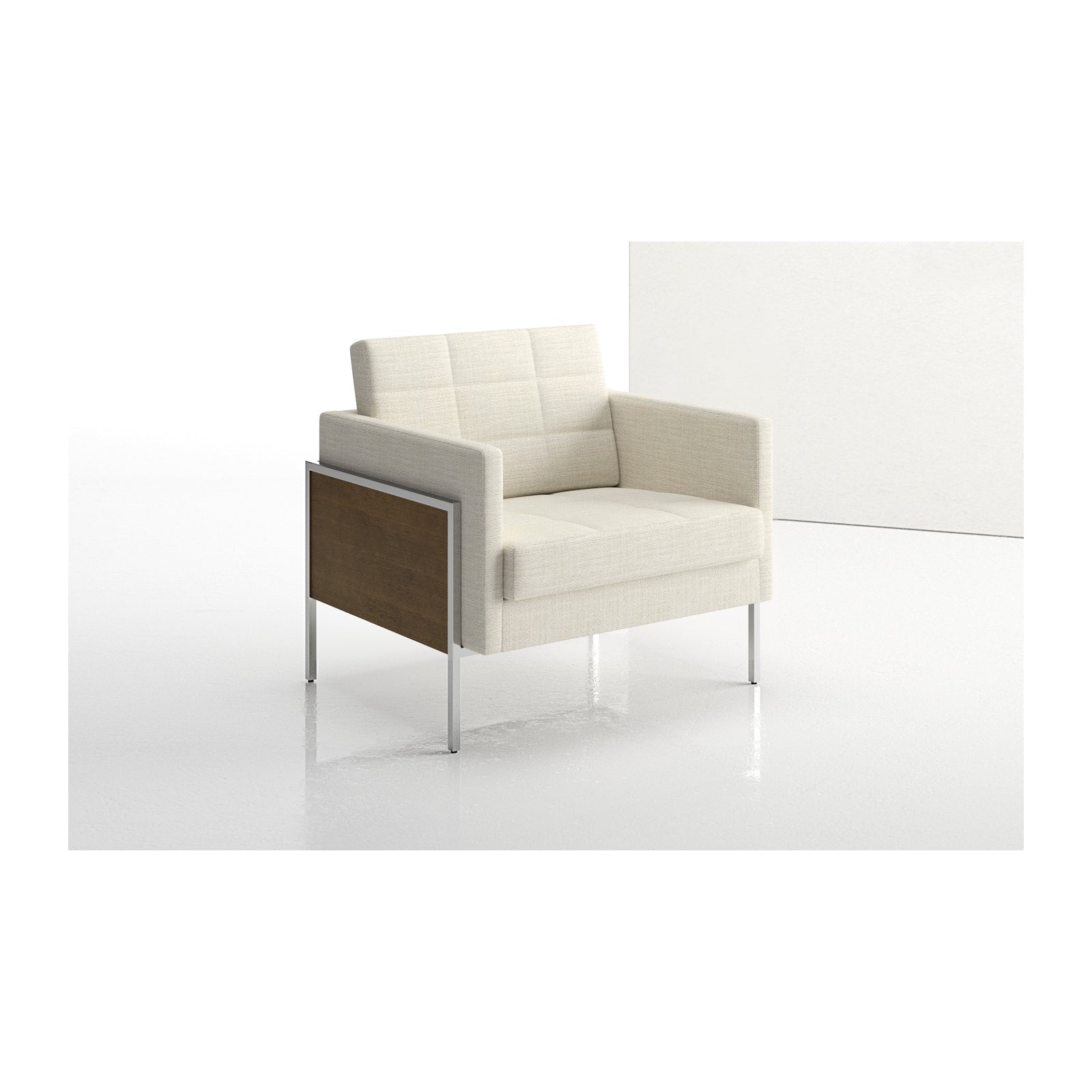 Ethos One Lounge Chair Upholstered Arms and Wood Panel