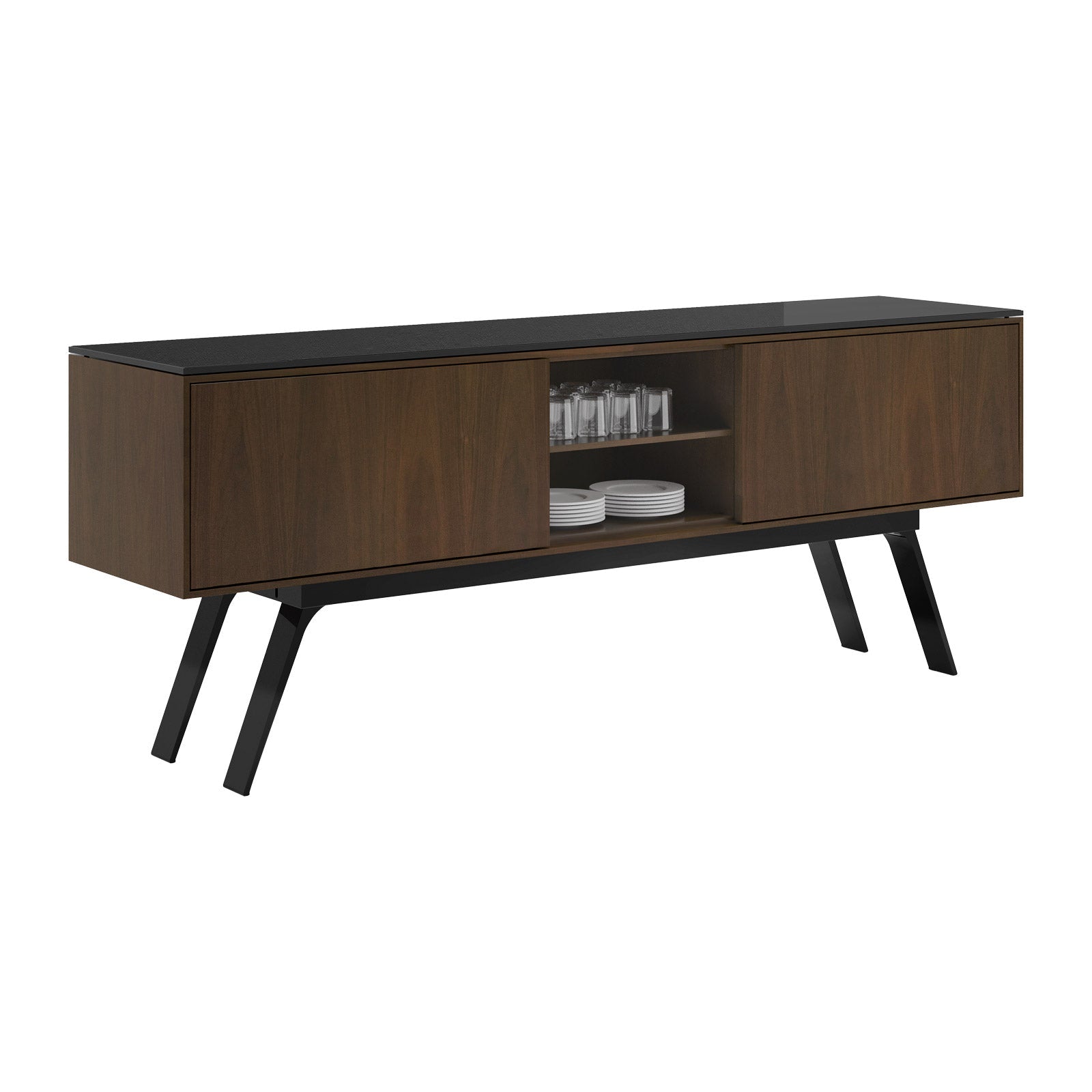 Gait Credenza with 2 Concealed Drawers Center Open Shelf