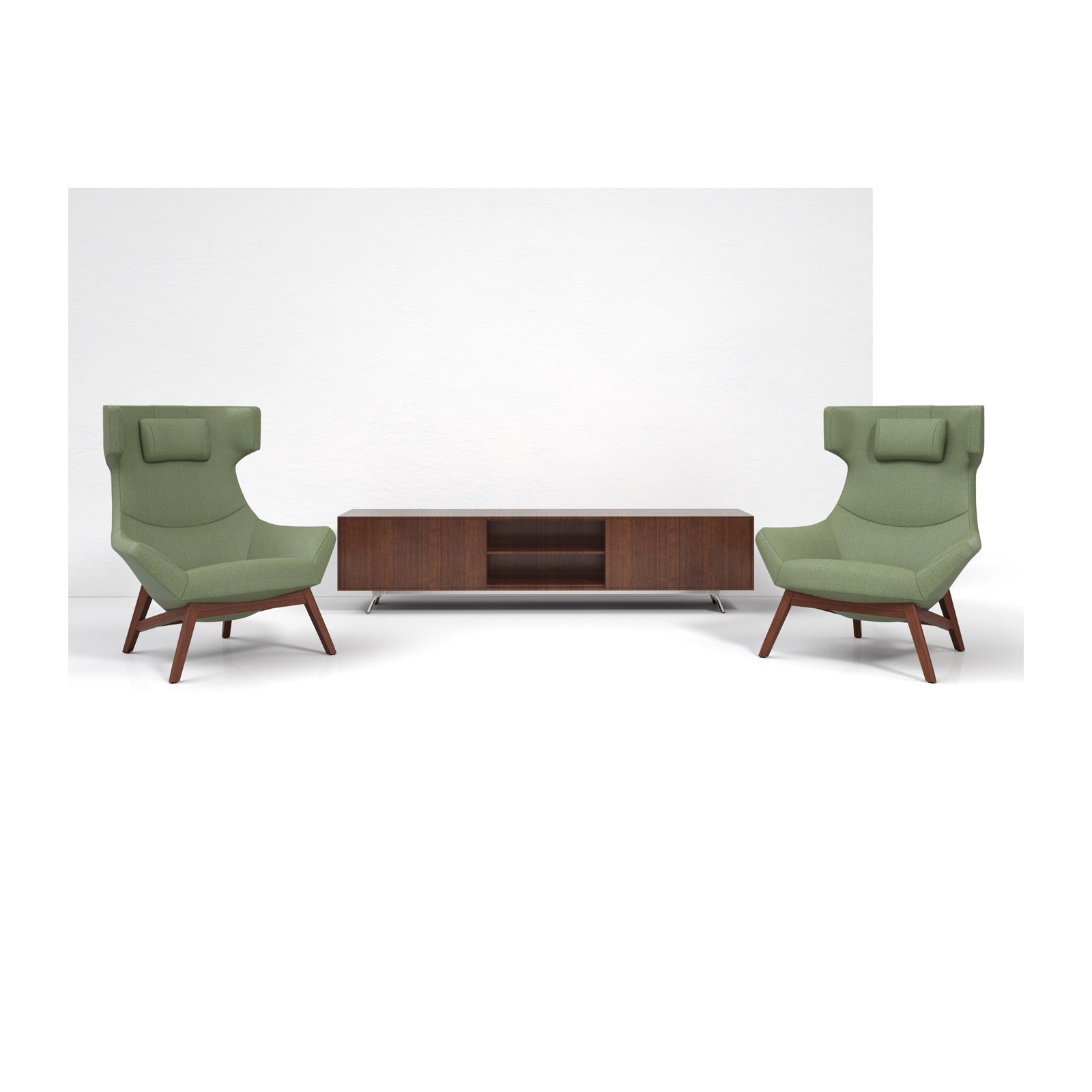 Gait Credenza with 2 File Drawers Center Open Shelf