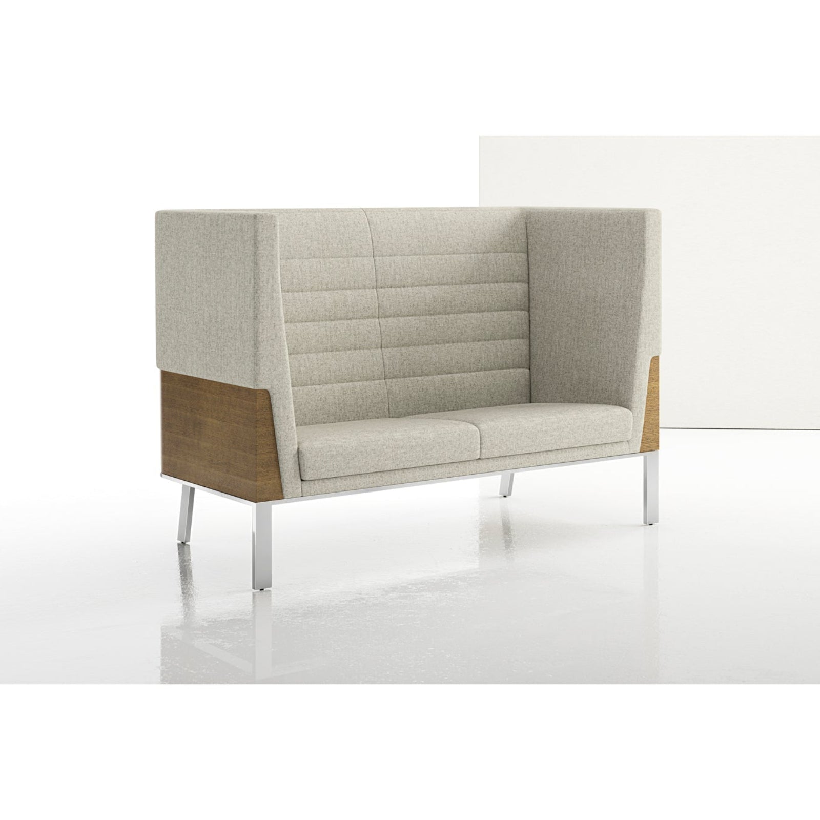Ava Wood High Back Two Seat Sofa