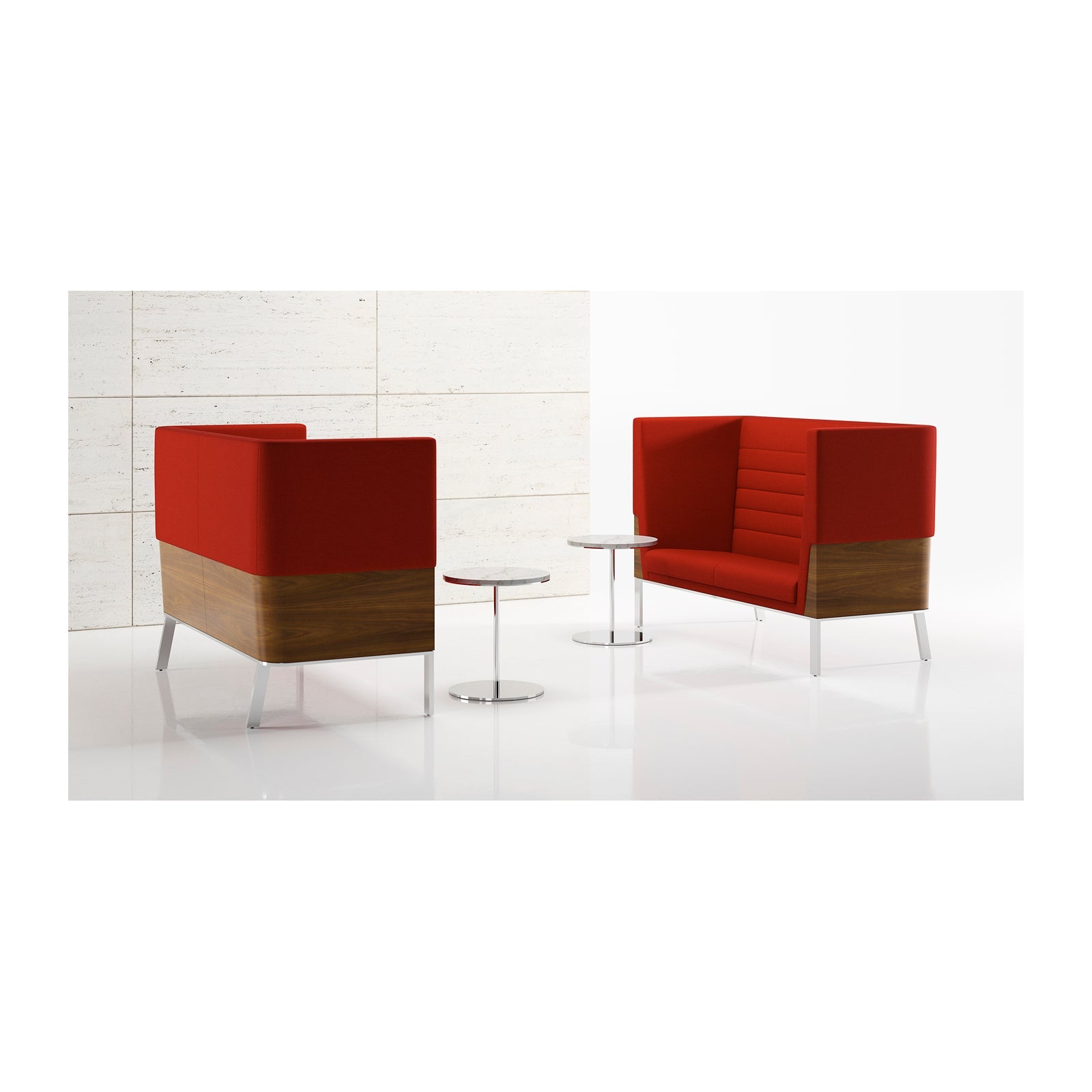 Ava Wood High Back Two Seat Sofa
