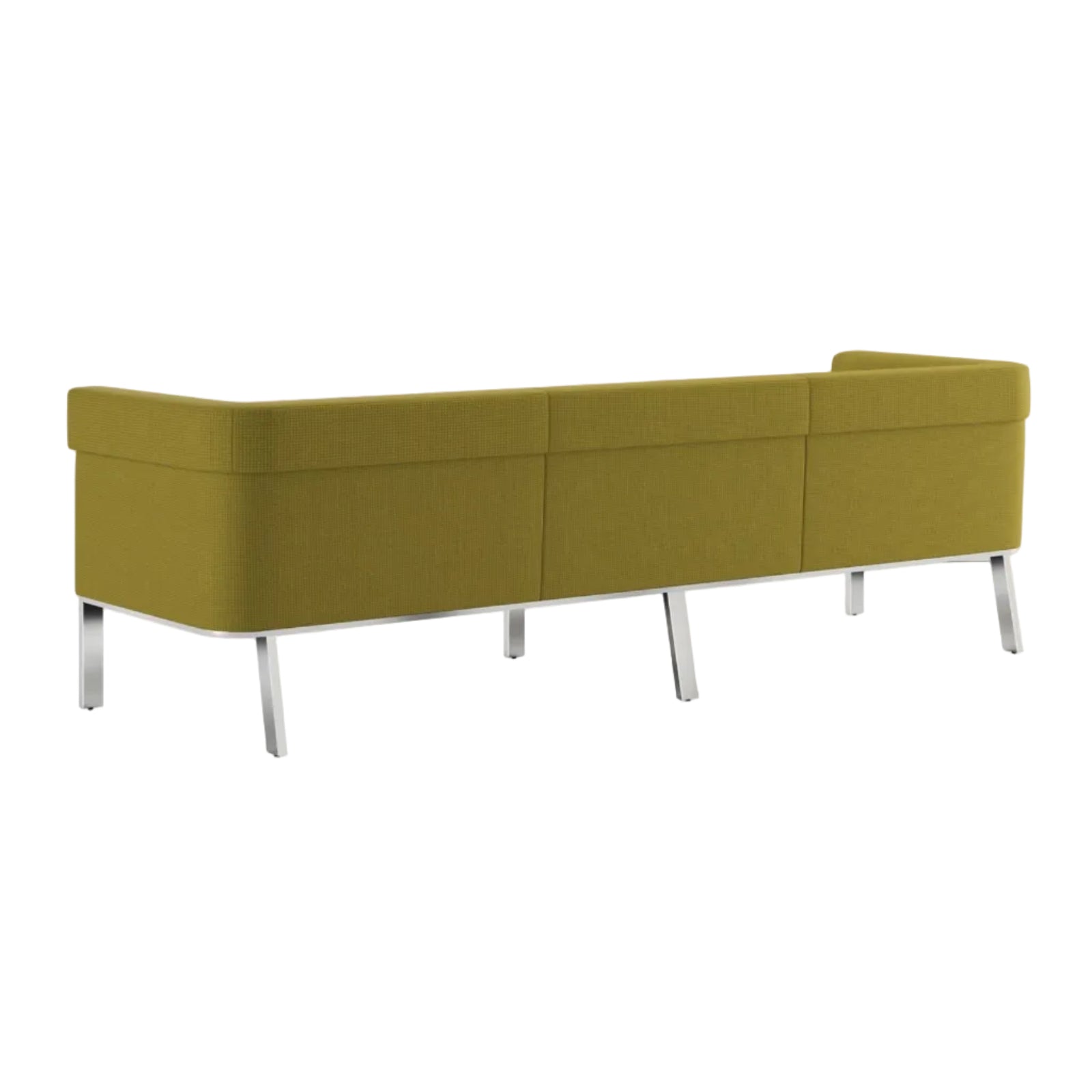 Modern green sofa with a white wall in the background