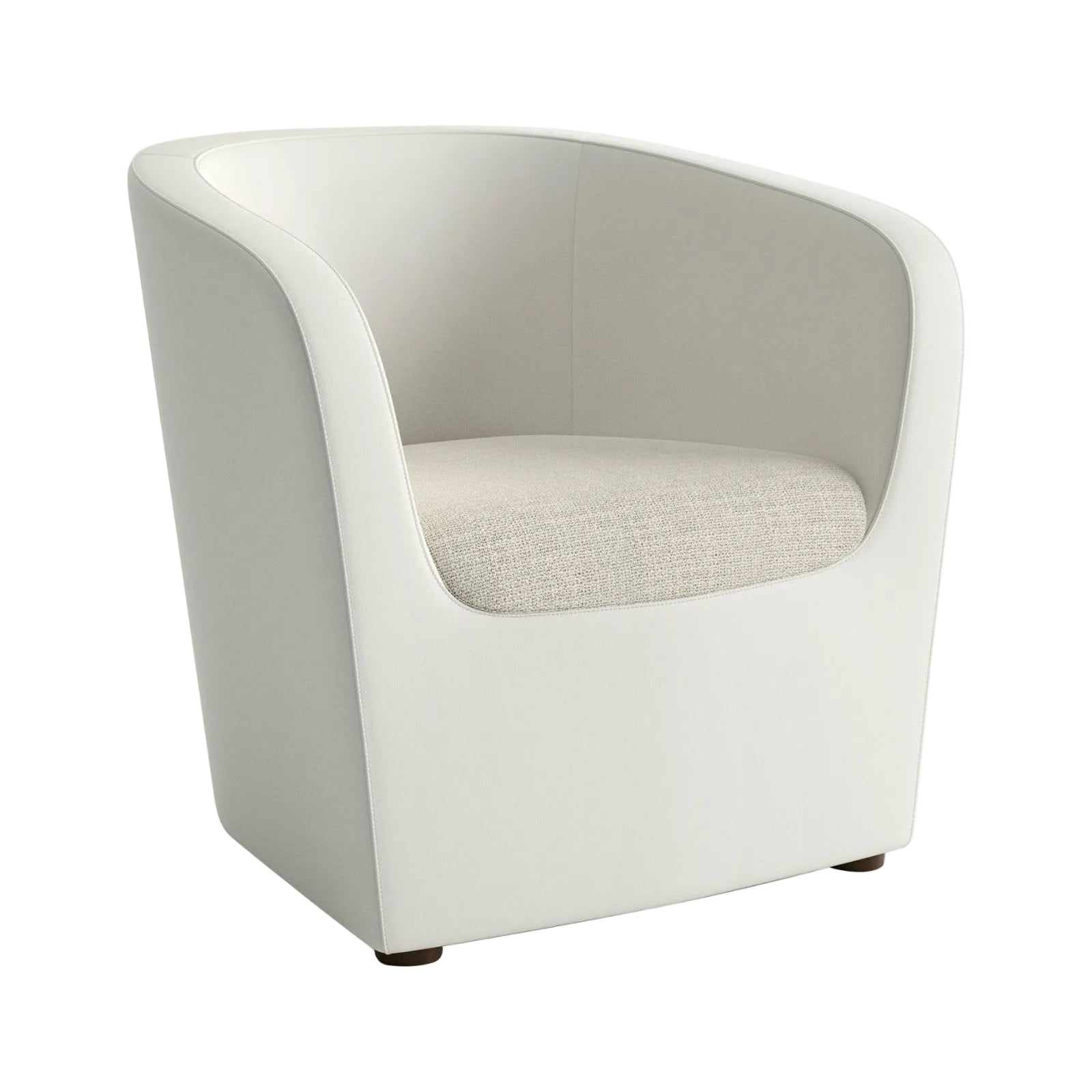 White armchair with a light gray cushion on a white background