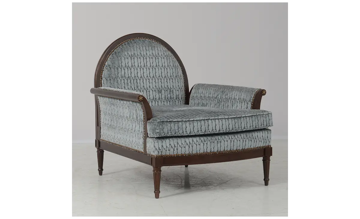 Project Rosinka upholstered lounge chair with wooden frame