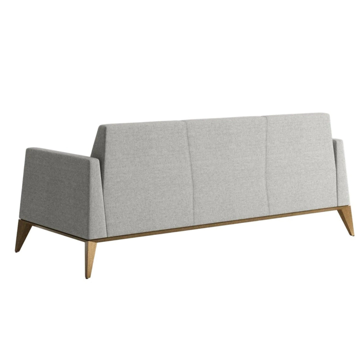Gray sofa with wooden legs on a white background